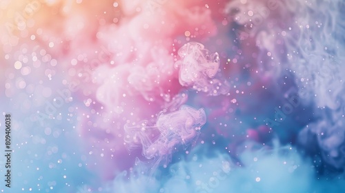 Artistic close-up of colorful pastel dust clouds bursting with sparkling particles, captured beautifully on a clear isolated background