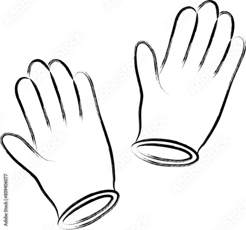 医療関連の筆書きイラスト　ゴム手袋