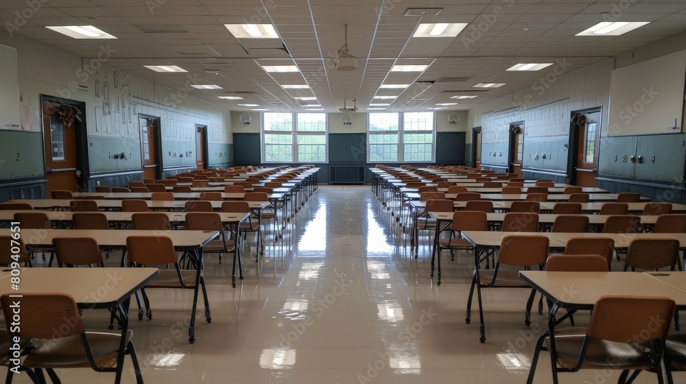 Rows of desks and chairs fill the room, creating a sense of organization and purpose that sets the stage for productive learning experiences. Rows of desks and chairs fill the room, creating a sense of organization and purpose that sets the stage for productive learning experiences.
