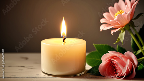 candle and flower 