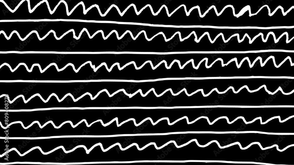 White wiggly hand drawn zigzag and straight line pattern overlay doodle Stock ビデオ Adobe Stock