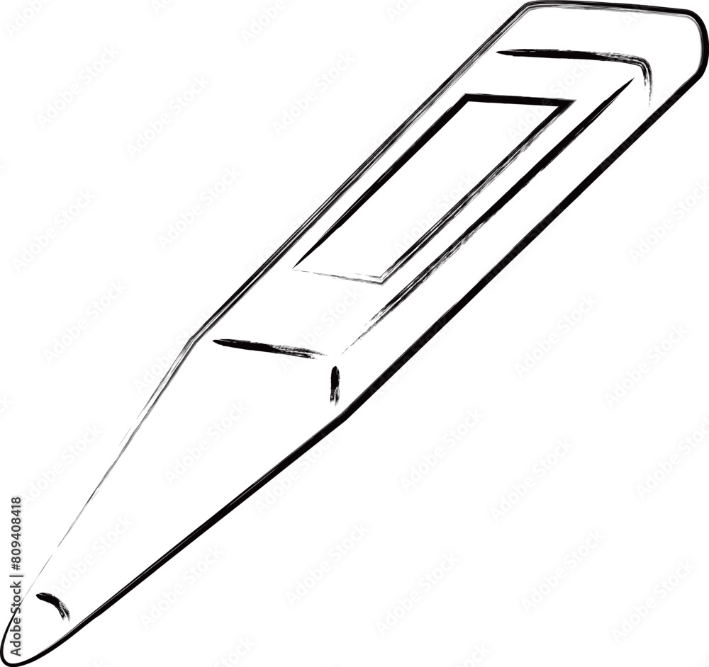 医療関連の筆書きイラスト 体温計 医療関連の筆書きイラスト 体温計