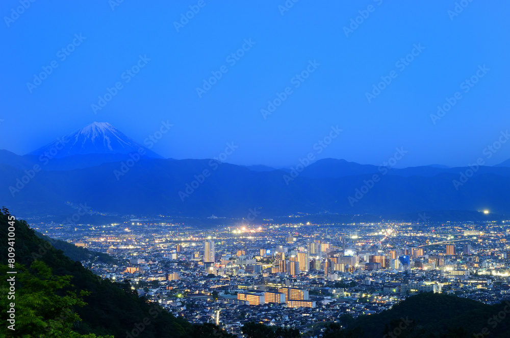 富士山　夜景　山梨県甲府市