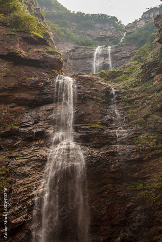 Sandiequan is a waterfall located in the eastern part of Lushan National Park  Jiangxi province  China. It originates from Dayue Mountain.