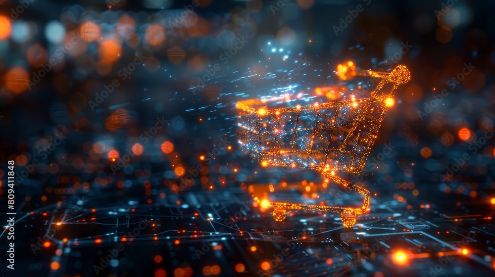 Fototapeta premium Digital shopping cart concept in cyber space