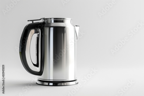 A compact travel-sized electric kettle with a foldable handle and dual voltage capability isolated on a solid white background.