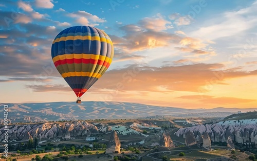 Colorful hot air balloons flying over Cappadocia  T  rkiye  breathtaking views