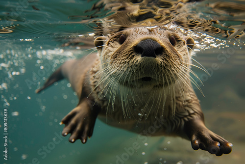 otter with freestyle swimming