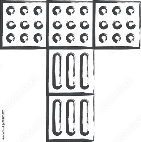 駅関連の筆書き単品アイコン　点字ブロック