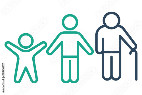 generation icon. children to old age. icon related to elderly. line icon style. old age element illustration