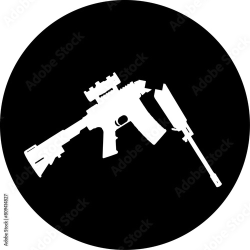 black round broken rifle icon photo