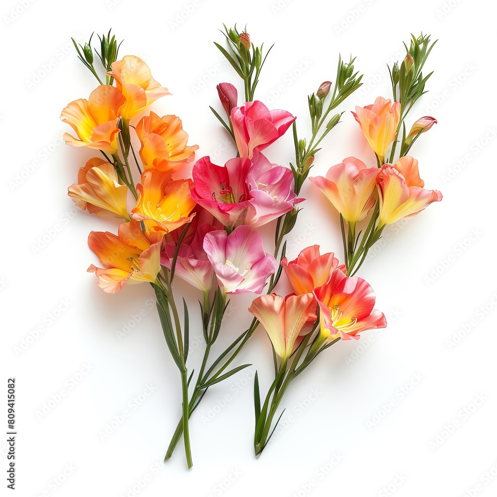 freesia on isotate white back background freesia on isotate white back background