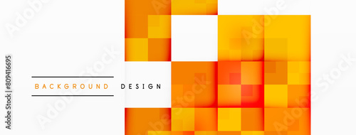 A vibrant pattern of orange rectangles creates a colorful background on a white surface. The amber squares are lined up symmetrically, adding a touch of colorfulness to the flooring