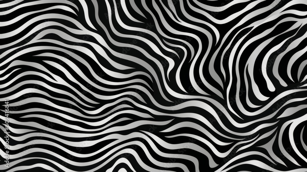 A monochrome pattern with wavy lines creating an optical illusion effect. Background. Wallpaper.