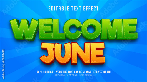 welcome june editable text effect