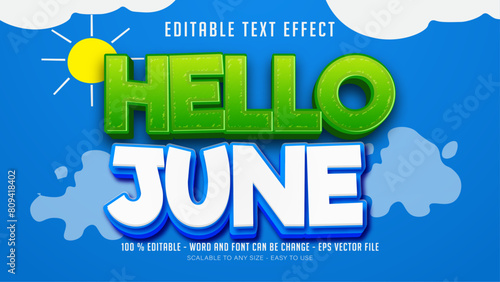 hello june editable text effect photo