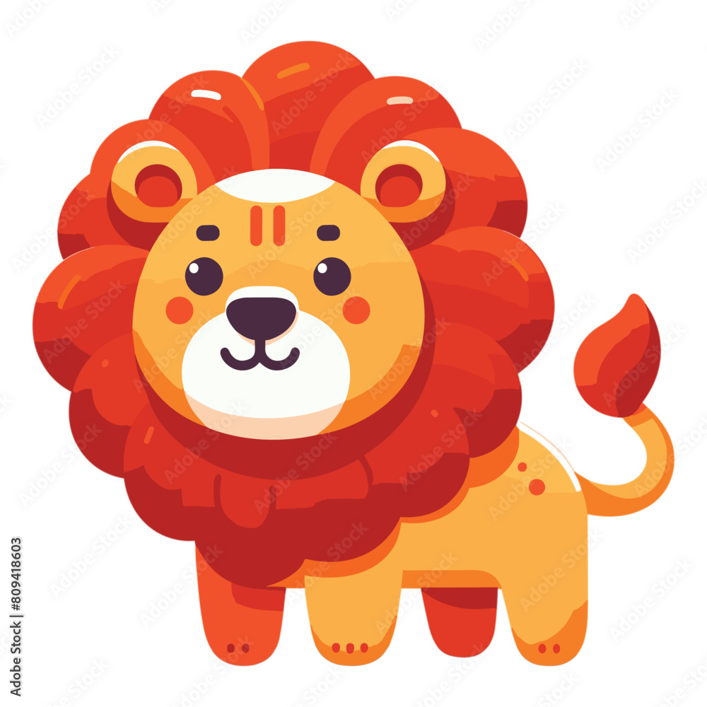 Cartoon lion flat style isolated on solid white background Cartoon lion flat style isolated on solid white background