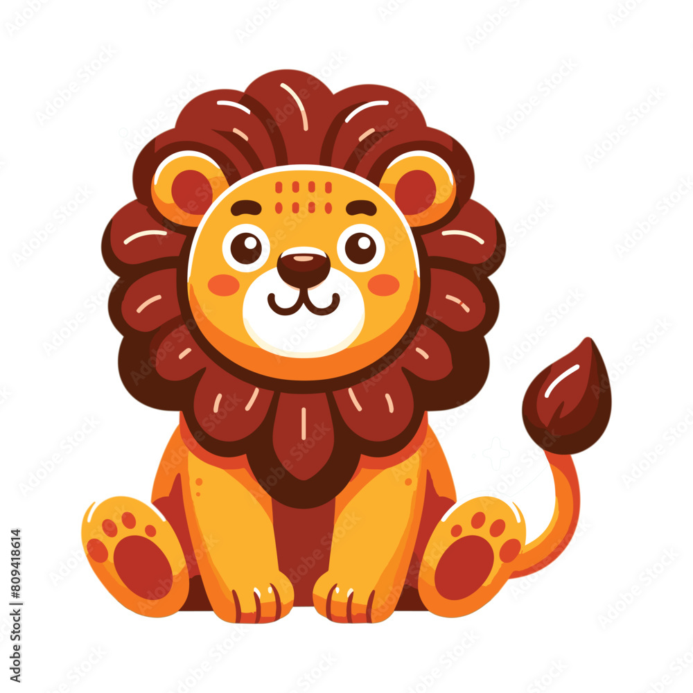 Cartoon lion flat style isolated on solid white background Cartoon lion flat style isolated on solid white background