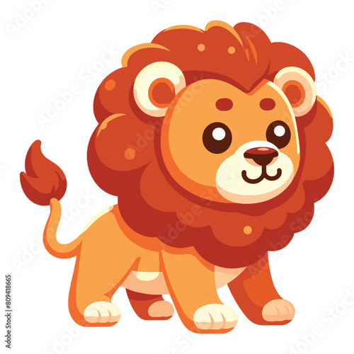 Cartoon lion flat style isolated on solid white background