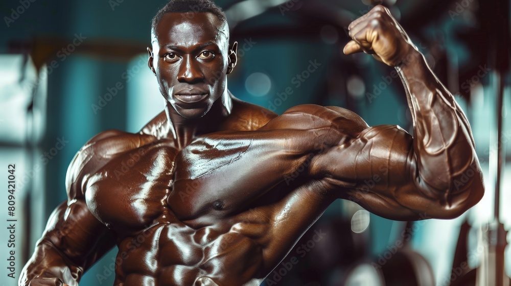 With veins bulging and muscles rippling, the bodybuilder flexes his muscles, showcasing the results of his hard work and dedication. With veins bulging and muscles rippling, the bodybuilder flexes his muscles, showcasing the results of his hard work and dedication.
