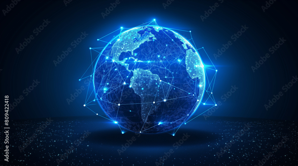 Obraz premium Global network connection social concept. Big data visualization. Internet network communication. Internet and Technology background.