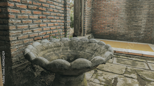 The cauldron is made of large earthenware. gray