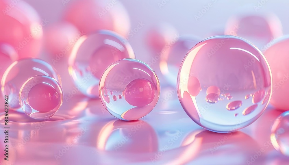3D glass spheres floating over a gradient surface, suitable for minimalistic and clean design projects 3D glass spheres floating over a gradient surface, suitable for minimalistic and clean design projects
