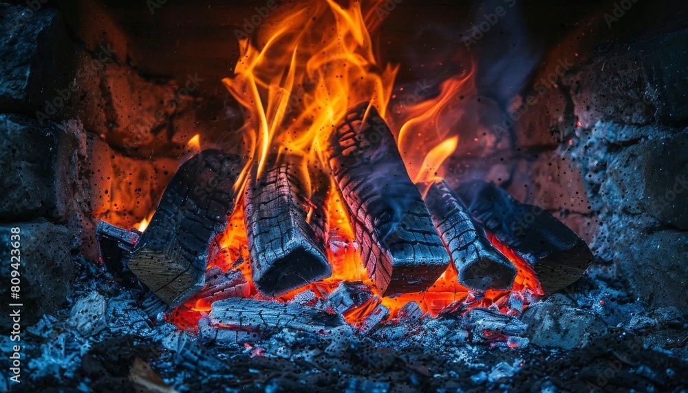 A roaring fire in a hearth, representing passion, energy, and warmth A roaring fire in a hearth, representing passion, energy, and warmth