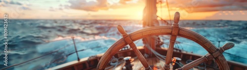 A rudder steering a ship, representing guidance, control, and steering towards goals photo