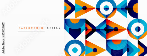 Creative arts meets geometric shapes in a vibrant pattern featuring arrows, circles, and triangles in electric blue on a white background. Crafted with precision and symmetry