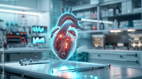 The Future of Cardiac Imaging: 3D Hologram of A Heart Visualization for Healthcare Technology © Tackey