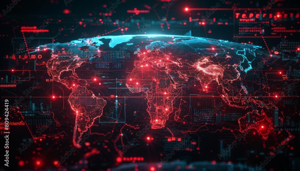 © Premreuthai - Cybersecurity threat map, ideal for network protection services and security monitoring