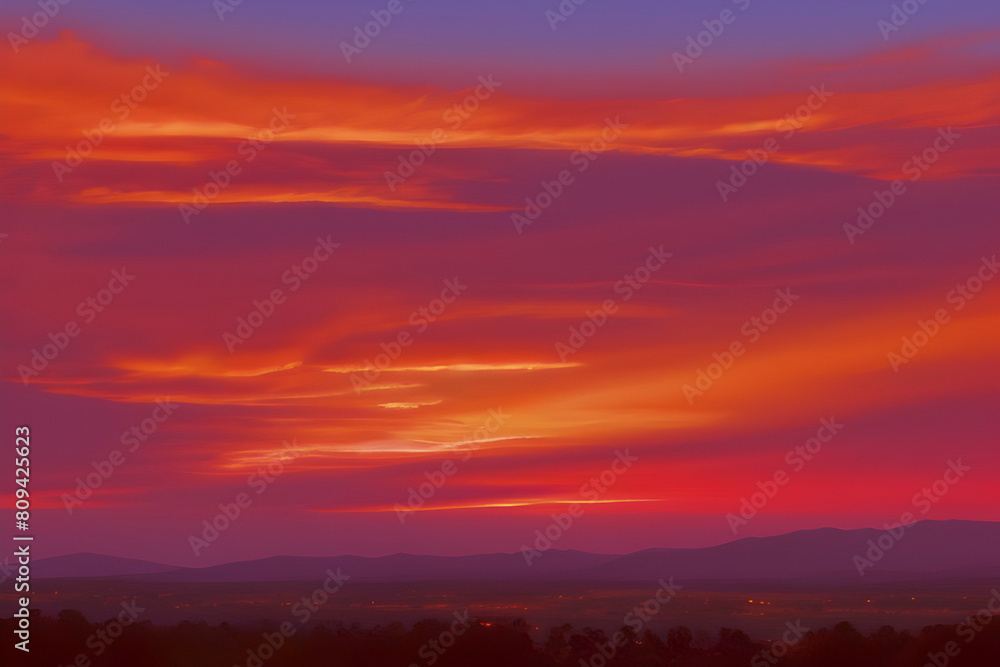 Fiery Sunset: A photorealistic sunset sky.