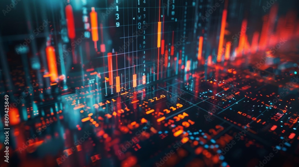 Highresolution 3D image of a complex stock market graph, featuring multiple layers and depth, perfect for economic presentations Highresolution 3D image of a complex stock market graph, featuring multiple layers and depth, perfect for economic presentations