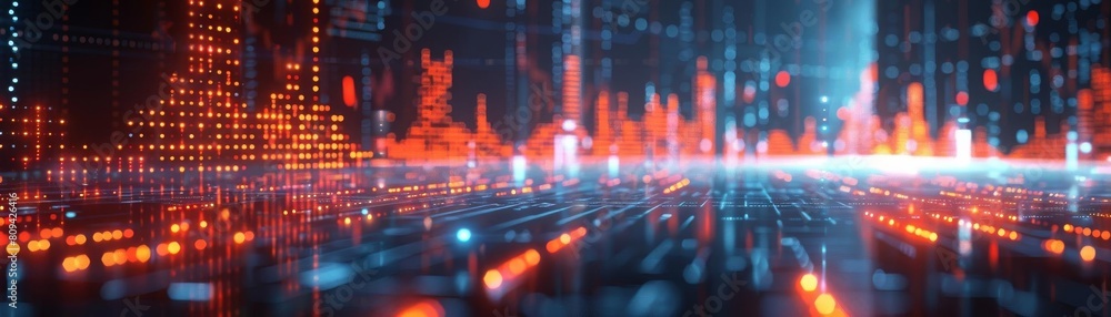 Fototapeta premium Modern 3D graph showing stock market performance with interactive elements and realtime data updates, ideal for techsavvy investors