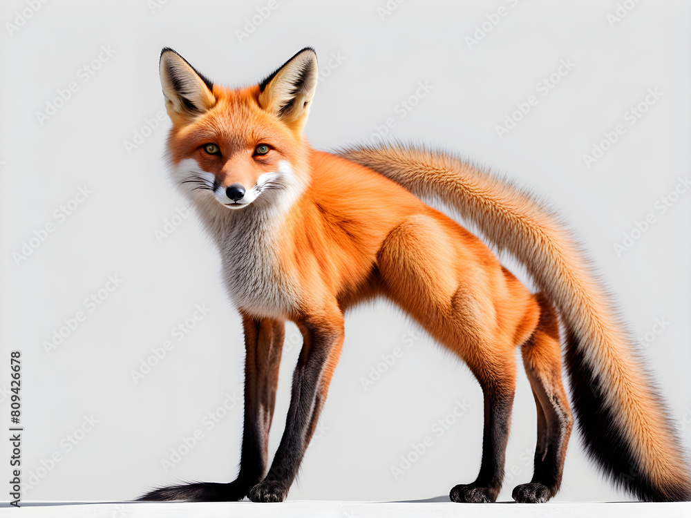 A fox on a solid color background, animal protection, wildlife and environment, banner background