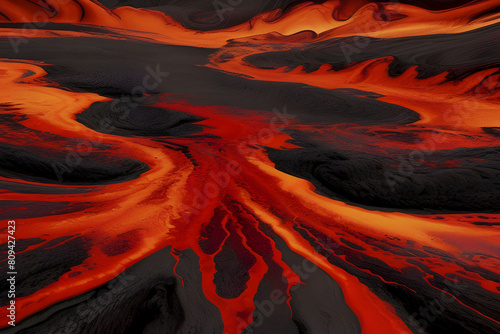 The abstract landscape is reminiscent of molten lava.