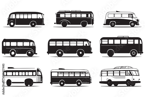 Set of hand drawn bus Vector