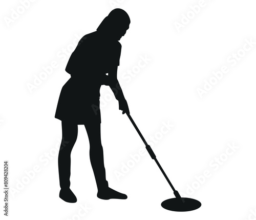 Hand drawn yard work Cleaner silhouette