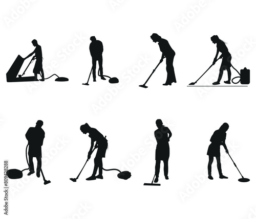 Hand drawn yard work Cleaner silhouette