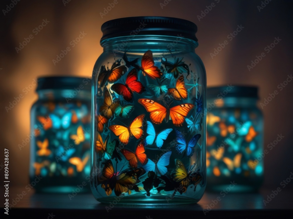 butterflies in a glass jar