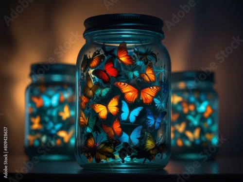 butterflies in a glass jar