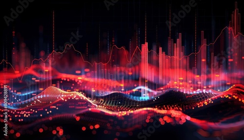 Stock market graph with historical data points, suitable for longterm investment analysis photo