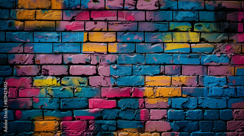 Graffiti Brick Wall with Colorful Urban Street Art  Abstract Spray Painted Background Texture  Creative Graffiti Artwork  Vibrant Cityscape  Generative AI  