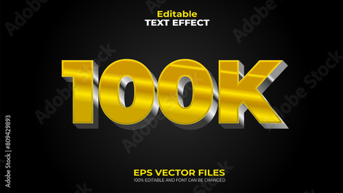 Followers 100K EPS Editable Text Effect and font can be changed