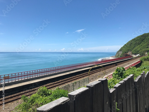 The track next to Duoliang Station in Taitung. The station is next to the Pacific Ocean photo