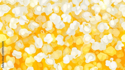 A bunch of popcorn on a yellow table illustration.