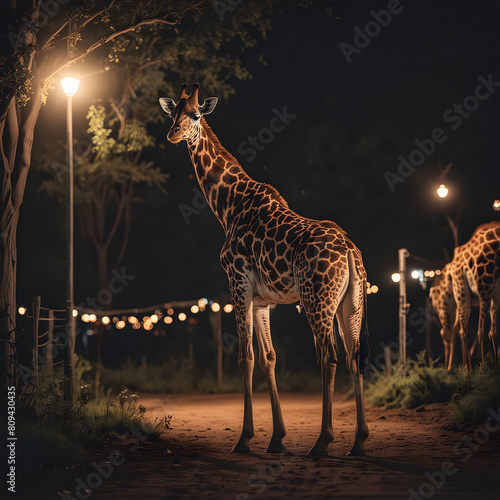 Wild giraffe with long neck