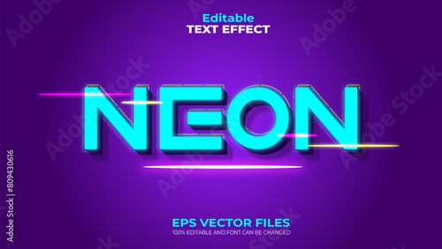 Neon Effect EPS Editable Text Effect and font can be changed
