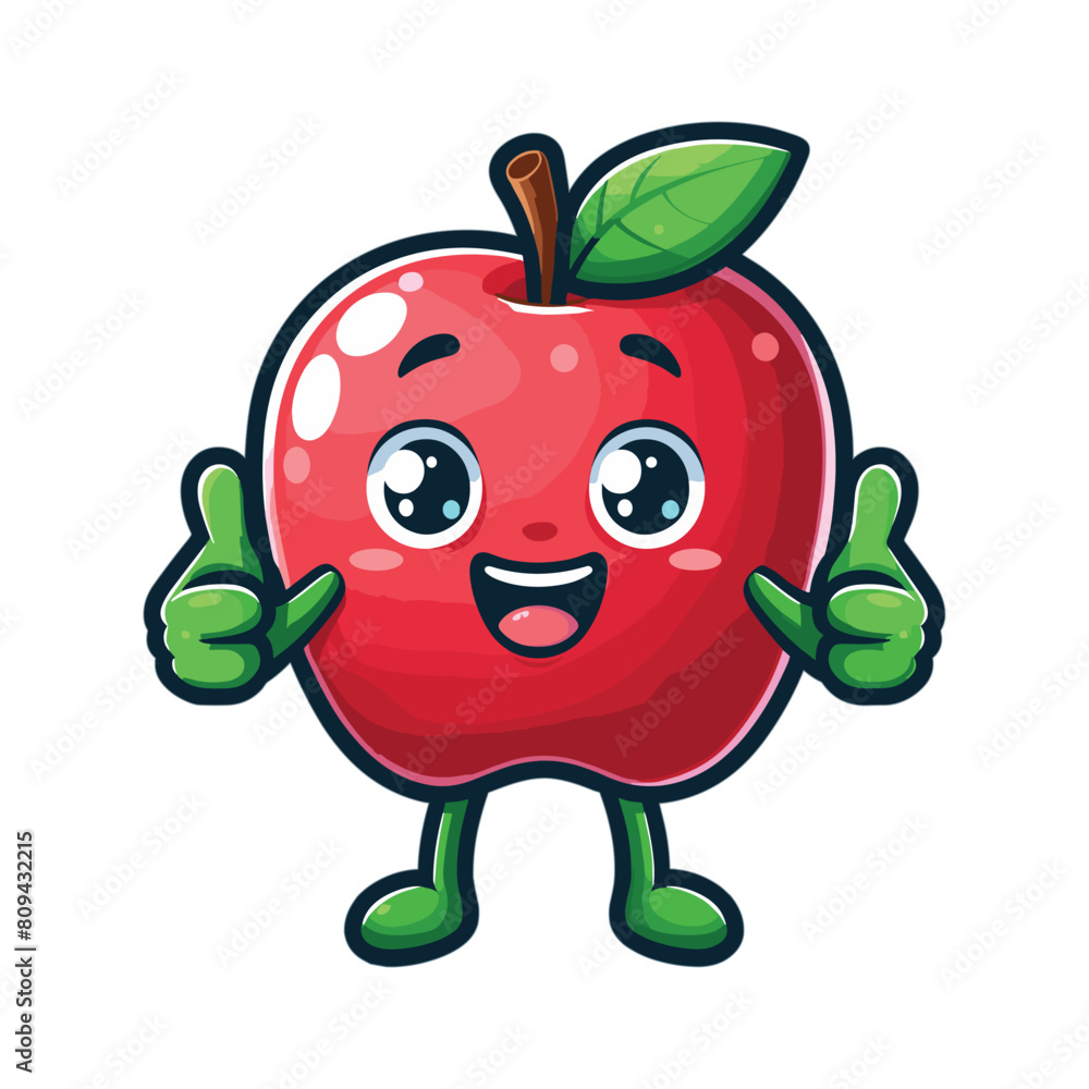 Cute Cartoon Apple fruit character giving a thumbs up Cute Cartoon Apple fruit character giving a thumbs up